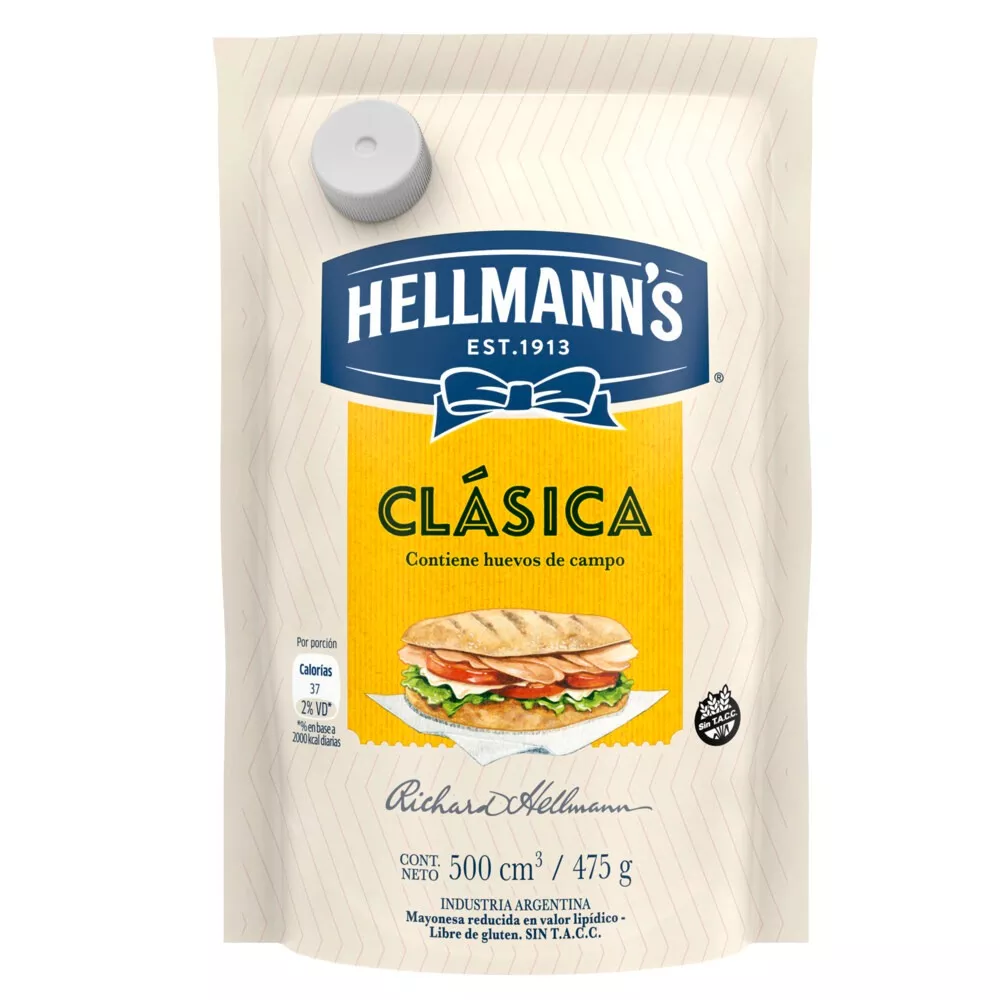 Mayonesa Hellmann's Clásica En Doy Pack 475 g