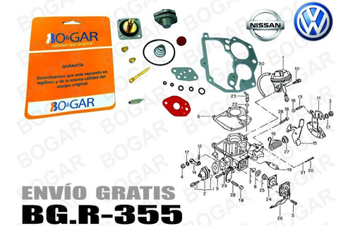 Repuesto Completo De Carburador 2 Garga Nissan Hikari 88-91 Foto 6