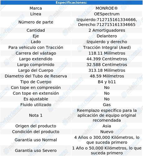 Par Amortiguadores Delanteros Gas Oespectrum Fx50 Awd 09-13 Foto 3