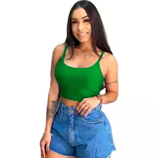 Cropped Top Regatinha Feminina Basica Alcinha Fina Suplex