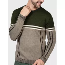 Suéter Masculino Tricô-blusa Frio 2 Cores-bege/verde-dir.fab