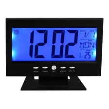 Relógio De Mesa Digital Despertador Temperatura Led Azul