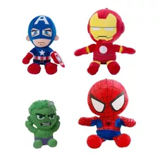 Kit 4 Pelúcia Super Heróis Homem Aranha E Amigos