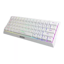 Teclado Gaming 60% Marvo Kg962sp-r Switch Blue Rgb Blanco Español Latinoamérica