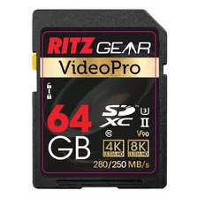 Ritz Gear Tarjeta Sd Sdxc Uhs-ii De Alta Velocidad De 64 Gb,