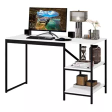 Mesa Industrial Para Escritório Slim Bers Preto E Branco