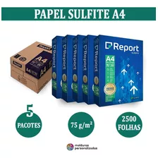 Papel Sulfite A4 75g Premium 2500 Folhas Report 20lb Cor Azul