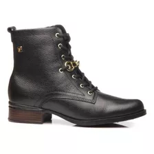 Bota Pegada Coturno Couro Feminino Cano Baixo Conforto Trend