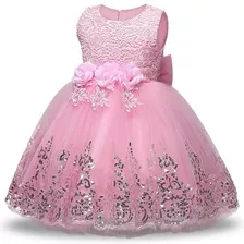 Vestido De Niña Fiesta, Pajesita, Elegante, Bautizo Rosado