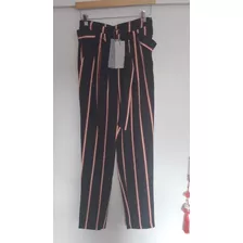 Pantalón A Rayas Con Lazo Talle 34/xs Nuevo Only 