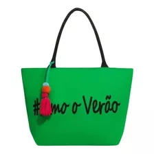 Bolsa Sacola De Praia E Piscina Feminina Grande Resistente Cor Verde - Amo O Verão