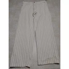 Pantalon De Hombre Largo Color Crema A Rayas 