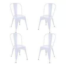 Set De 4 Sillas Tolix Blanco Metalicas De Acero Galvanizado Estilo Vintage Kingshouse Para Restaurante Bar Casa Comedor Con Diseño Industrial Exterior Interior Comoda Ergonomica Resistente Minimalista