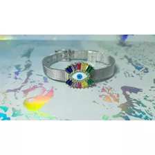 Pulsera Acero Con Ojo En Cristales 