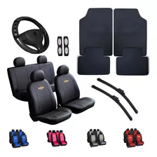 Kit Capa Couro Banco Carro Tapete Volante Chevrolet Palheta