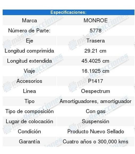 2 Amortiguadores Monroe Pontiac G6 2005 2006 2007 2008 2009 Foto 2