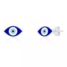 Brinco Proteção Sorte Olho Grego Azul Prata 925 Legitima 