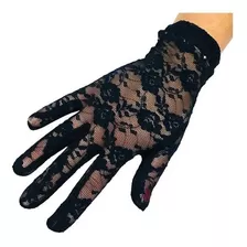 Guantes De Encaje Estilo Cosplay Gótico Elegante Negro 