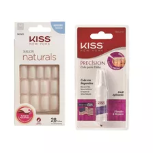 Kiss Kit Unhas Postiças Quadrado Médio + Cola Precision