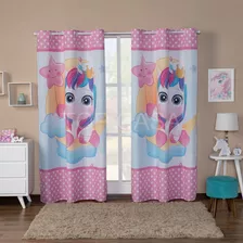 Cortina Para Quarto/ Sala/decoração Unicornio Baby 3.00x2.20