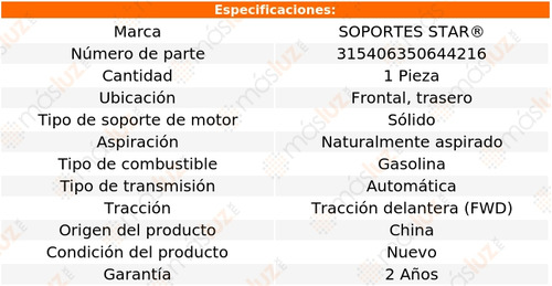 (1) Rep Soporte Trans Del, Tras G6 V6 3.5l 05/09 S Star Foto 2