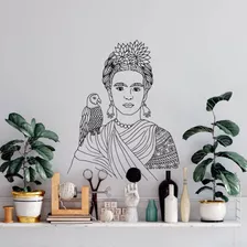 Vinilo Decorativo Frida Kahlo Con Ave Vinilandia