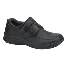 Zapato Escolar De Piel Y Contactel Flexi Negro Niño 2113