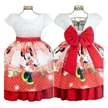 Vestido Infantil Minnie Vermelho Festa Luxo Barato Promoção