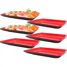 Kit 6 Travessa Retangular P/ Comida Japonesa Melamina 