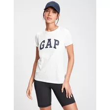 Polera Mujer Gap Manga Corta Logo Blanco