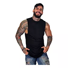 Camiseta Regata Masculina Bodybuilder Long Line Malha Leve