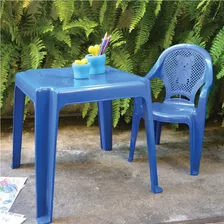 Mesa Mesinha E Cadeira Infantil Antares Azul Plástico