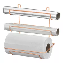 Suporte Porta Rolo Filme Pvc Papel Toalha Alumínio Cozinha Cor Rosé Gold