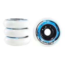 Jogo De Rodas Inline Traxart Revolt 80mm/85a Branca Com Azul