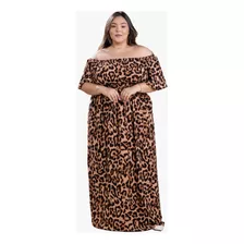 Vestido Longo Plus Size Ciganinha Animal Print Tamanho Grand