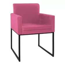 Poltrona Decorativa Bellinha Base De Ferro Preto Corano Pink