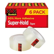 Scotch Super-hold Tape, 6 Rollos, 50% Más Adhesivo, Favorito