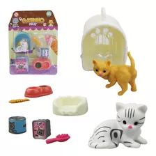 Brinquedo Pet Gatinho Com Acessórios Em Miniatura