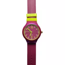 Relogio Pulso Silicone Quartz Semi Numerico Rosa E Verde