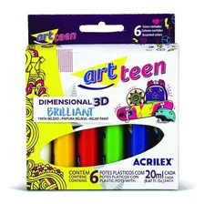 Tinta Dimensional 3d Brilliant - Kit 6 Cores - Acrilex