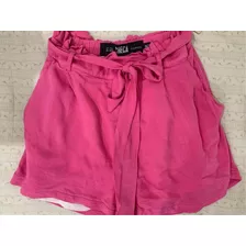 Short De Vestir Checa Rosa Talle 26 Crepe