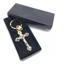 Chaveiro Crucifixo São Bento Dourado Com Estojo