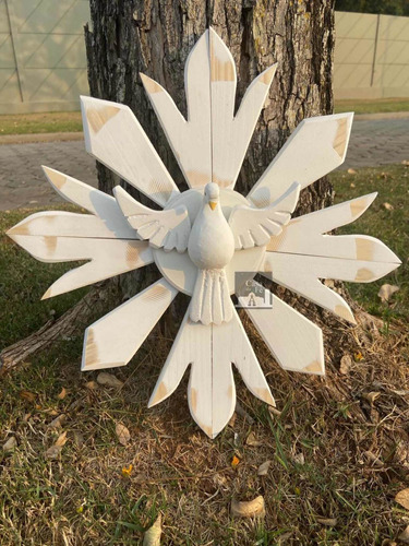 Divino Espírito Santo Resplendor Madeira Branca - 40cm