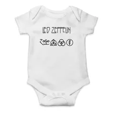 Body Infantil Branco Banda Led Zeppelin Bebê Do Rock Manga