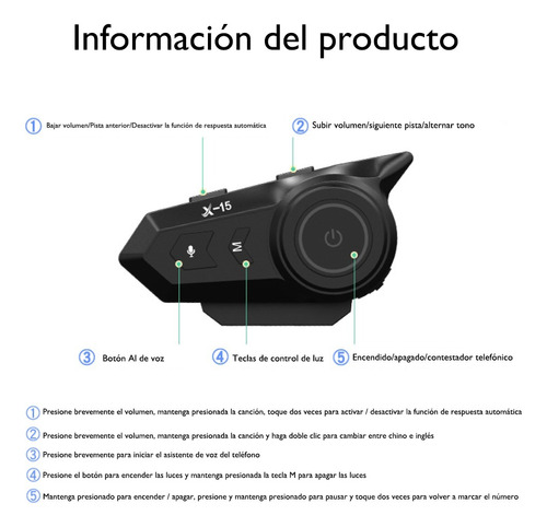 Audfonos Para Casco De Motos Bluetooth5.2 Impermeables Ipx7 Foto 2