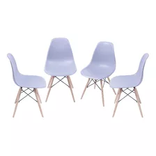 Silla De Comedor Boxbit Dkr Eames Base Madera, Estructura Color Gris, 4 Unidades