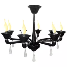 Pendente Cananeia Polietileno 86cm E-14 8 Lampadas 60w Preto