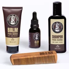 Kit Shampoo Balm Oleo E Pente Completo - Barba De Macho