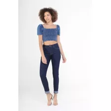 Calça Jeans Feminina Skinny Cintura Média Elastano- Pigmento