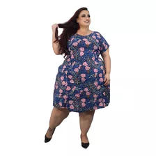 Vestido Plus Size Feminino Estampado Malha Fria Verão Moda